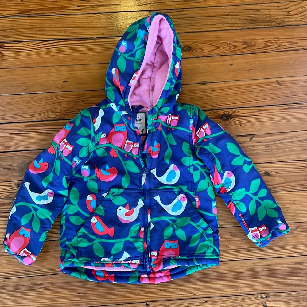 Mini Boden girls jacket coat 6-7 years birds owls
